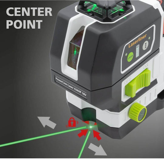 Laserliner Pro PowerLine-Laser G360P Rotary Laser Level with Green Beam 18V with Working Range 60m