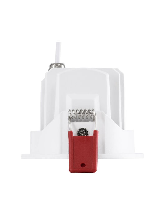 kelvo Metallic Recessed Spot with Built-in LED and Warm White Light White 8.5x8.5cm