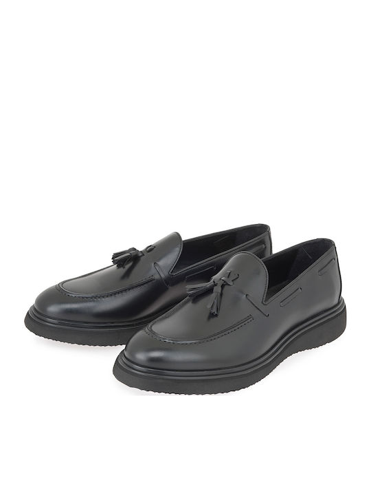 Δερμάτινα Ανδρικά Loafers σε Μαύρο Χρώμα