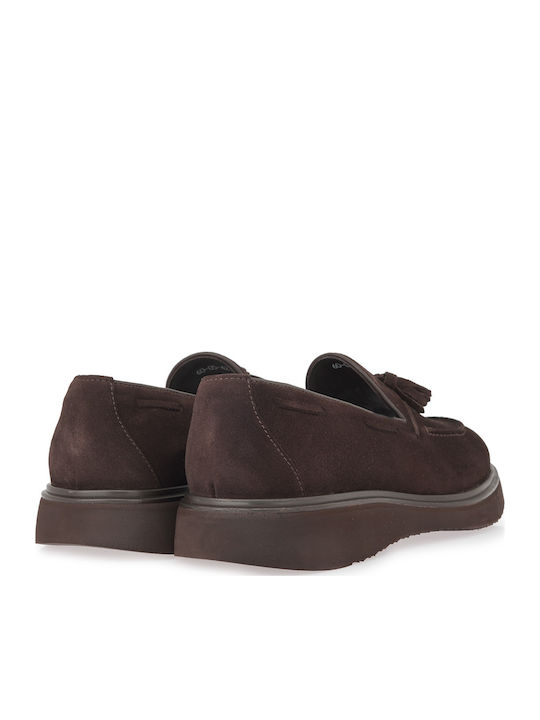 Suede Ανδρικά Loafers σε Καφέ Χρώμα