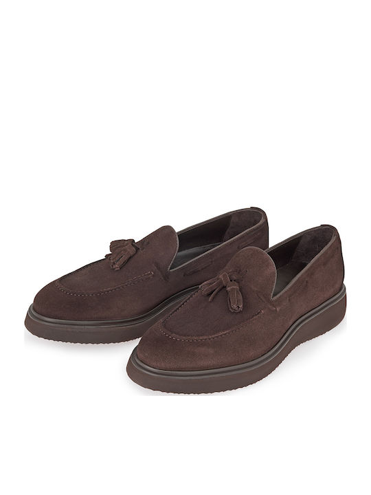 Suede Ανδρικά Loafers σε Καφέ Χρώμα