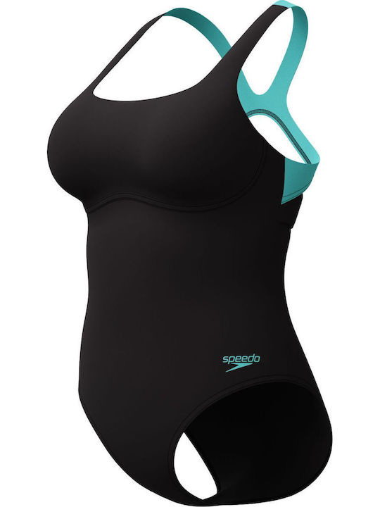 W Solid One Piece Swimsuit Black