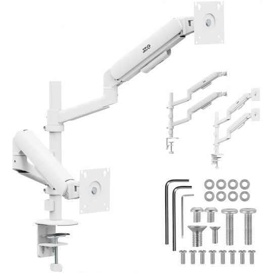 Ergo Office ER-692 Desk Mount for 2 Monitors up to 32" with Arm White