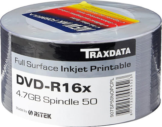 Traxdata Записваеми DVD-R 16x 4.7ГБ Кутия за торта 50бр