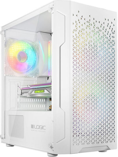 Logic Aramis ARGB Gaming Mini Tower Computer Case with Side Window White