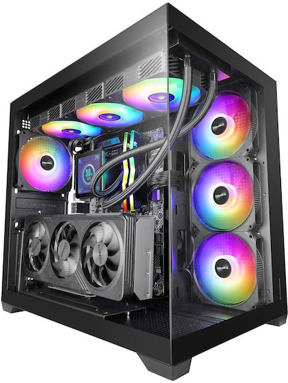 Tacens MCV5 Gaming Midi-Turm Computergehäuse mit Seitenfenster Schwarz