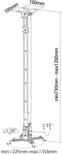 Reflecta Βάση Projector Οροφής Ceiling Mount Tapa L 700-1200 με Μέγιστο Φορτίο 20kg Λευκή