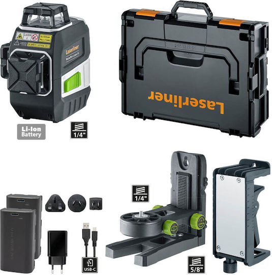 Laserliner Pro MasterPlane-Laser 3G Pro Περιστροφικό Αλφάδι Laser Πράσινης Δέσμης 7.4V με Εύρος Εργασίας 55m