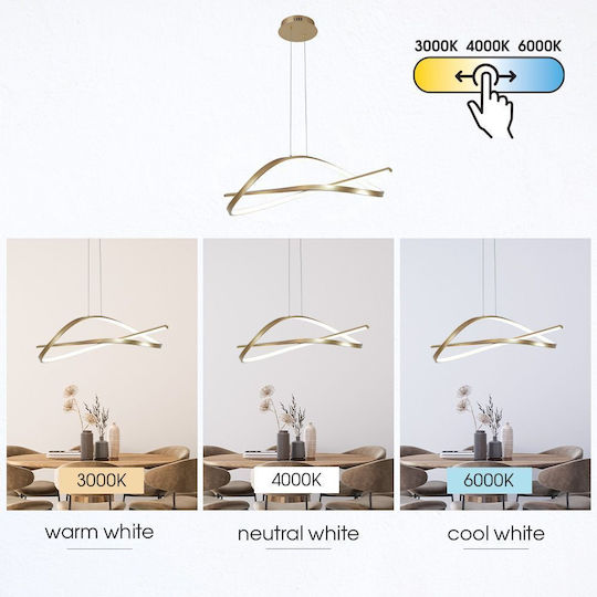 Vivalux Gold LED Pendant Light with Adjustable White Light 62x31x120cm