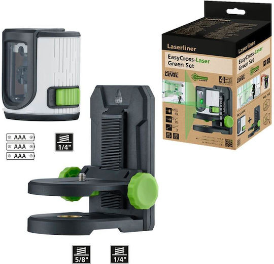 Laserliner EasyCross-Laser Γραμμικό Αλφάδι Laser Πράσινης Δέσμης 1.5V με Εύρος Εργασίας 40m