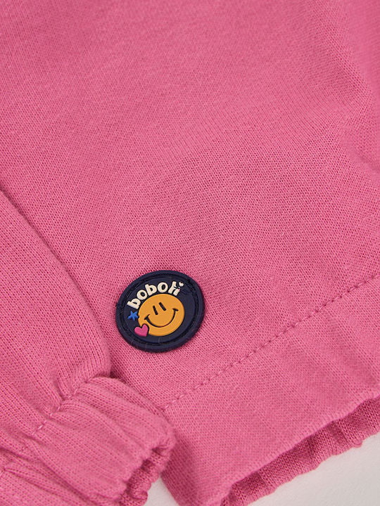Fleece Kinder-Sweatshirt mit Fuchsie Kapuze