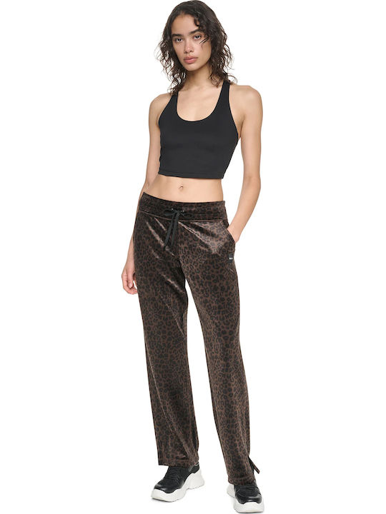 Damen Samt Hose in Gerade Bein Stil Leopard