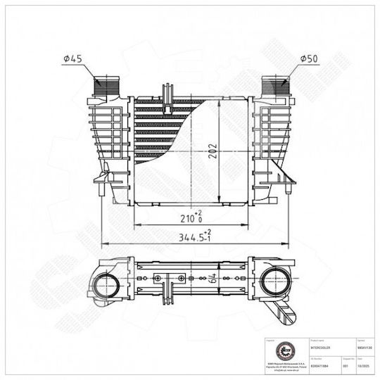 Ψυγείο Αέρα Υπερπλήρωσης Nissan Cube Juke Note Nv200 Renault Clio Iii Modus 8200471884