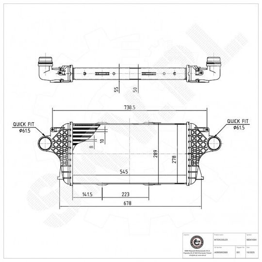Ψυγείο Αέρα Υπερπλήρωσης Mercedes-benz Gl-class Gle Gle Coupe Gls M-class A0995002600