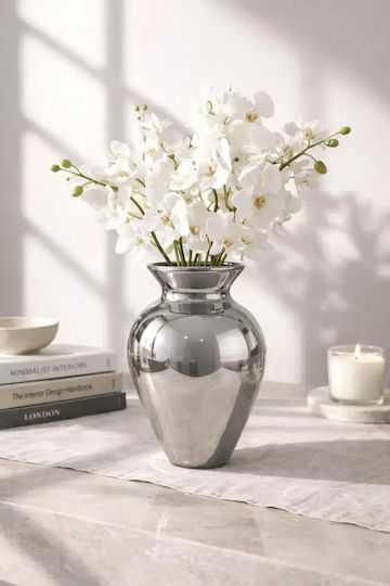 SteweHome Vază Decorativă Metalică Argintie Y28cm