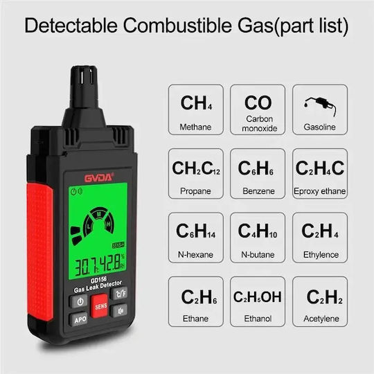 GVDA GVDA-GD156 Gaszähler CH4 / C3H6O / NH3 / C4H10 / C3H8