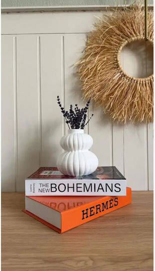 SteweHome Vază Decorativă Din Plastic Albă Φ13xÎ14cm