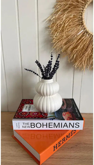 SteweHome Vază Decorativă Din Plastic Albă Φ13xÎ14cm