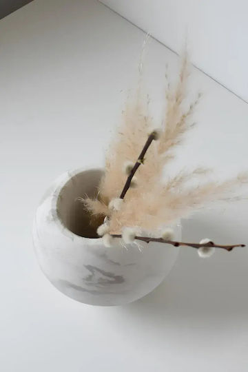 SteweHome Διακοσμητικό Βάζο Λευκό Φ14xΥ14cm