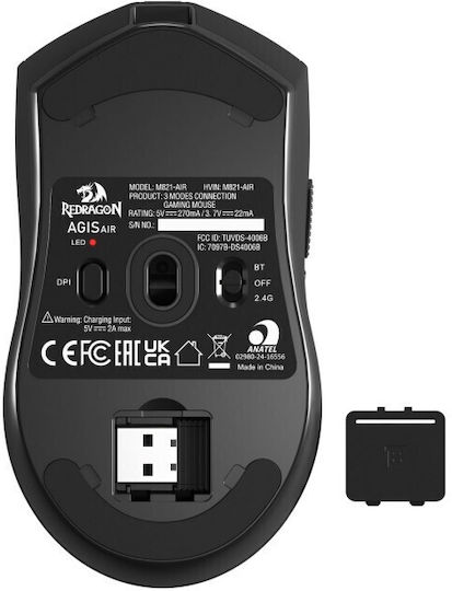 Redragon M821-AIR AGIS Безжична Геймърска Мишка 16000 DPI Черна