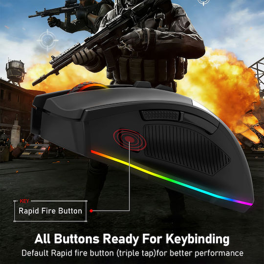 Redragon M923-WL Ασύρματο Gaming Ποντίκι Μαύρο