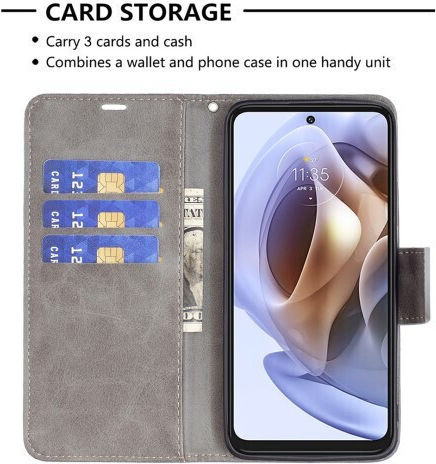 Support Base Wallet Leather Gray (Moto G31)