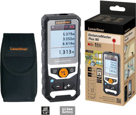 Laserliner Laser Entfernungsmesser DistanceMaster Plus 80 Bluetooth mit Messbereich 0,1m-80m