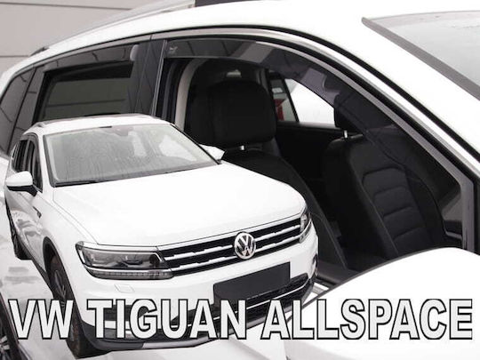 Heko Set of Windbreakers Front and Rear Car Dark Fime for Volkswagen Tiguan Allspace 4pcs
