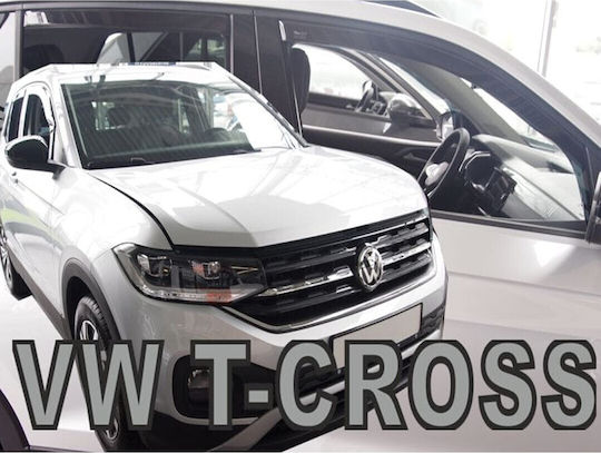 Heko Set of Windbreakers Front and Rear Car Dark Fime for Volkswagen T-Cross 4pcs
