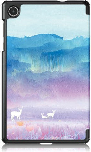 Тройно сгъваем калъф за книга с подложка за Lenovo Tab M8 Gen 4 Tb-300fu - Пейзаж с елен в съня