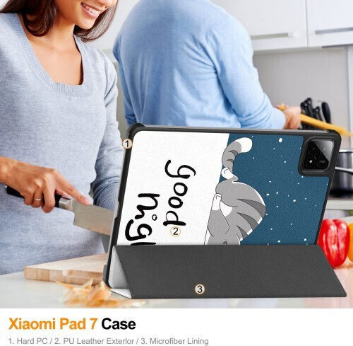Dreifach gefaltete Buchhülle Xiaomi Pad 7 Pro Pad 7 Schlafendes Kätzchen