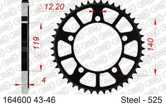 Afam Steel Rear Sprocket 525 Chain Code 164600-44