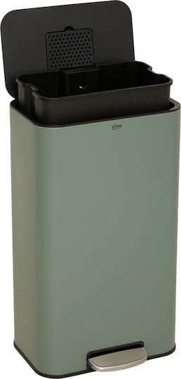 5Five Waste Bin Metallic with Pedal 30lt Green