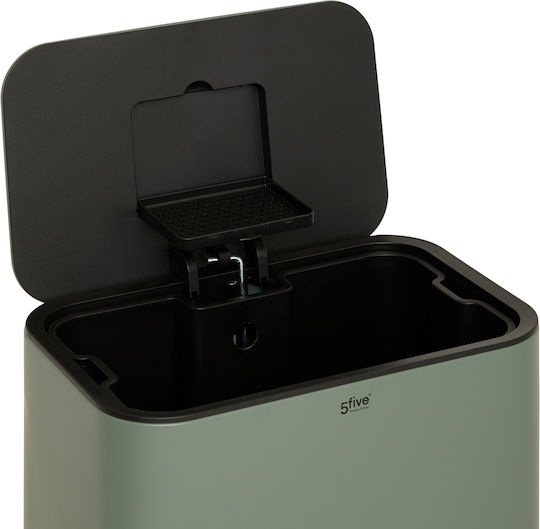 5Five Waste Bin Metallic with Pedal 30lt Green
