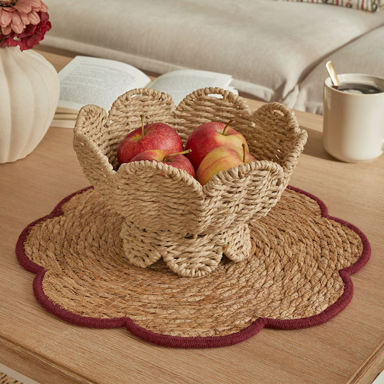 S-d Round Wicker Red Placemats 38cm