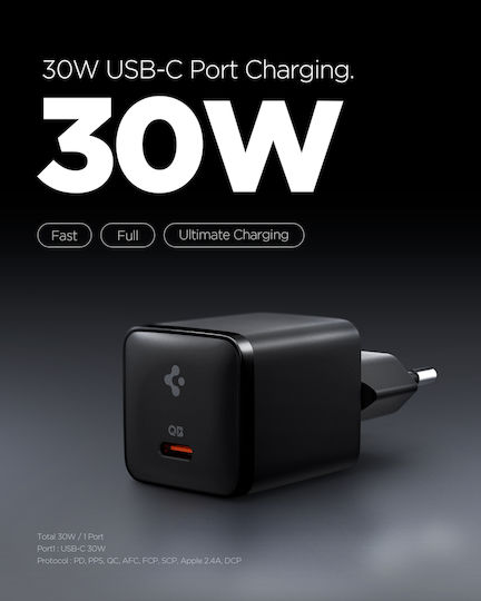 Spigen Wireless Charger with USB-C Port 30W Quick Charge 2.0 / Quick Charge 3.0 Black (Essential)