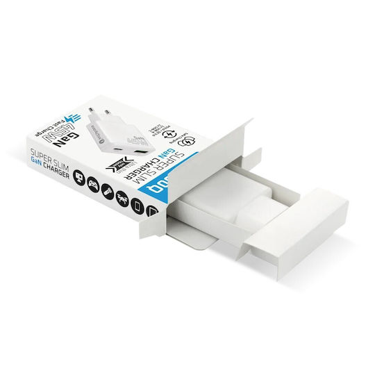 EverActive Φορτιστής Χωρίς Καλώδιο GaN με Θύρα USB-A και Θύρα USB-C 45W Power Delivery / Quick Charge 3.0 Λευκός (SC-460Q)