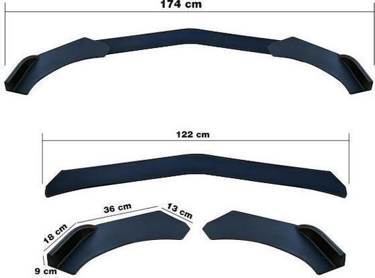 Simoni Racing Spoiler Αυτοκινήτου Μπροστά Universal Μαύρο Look 3τμχ