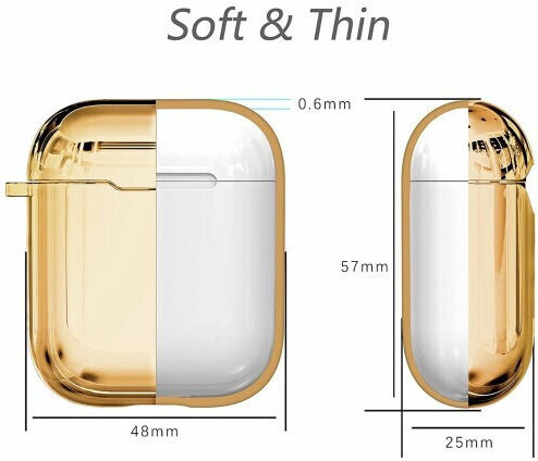 Electroplating Hülle Silikon mit Haken in Gold Farbe für Apple AirPods 1 / AirPods 2