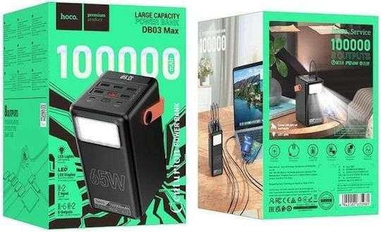 Hoco DB03 Max Baterie Externă 100000mAh 65W cu 6 Porturi USB-A și 2 Porturi USB-C Power Delivery Negru