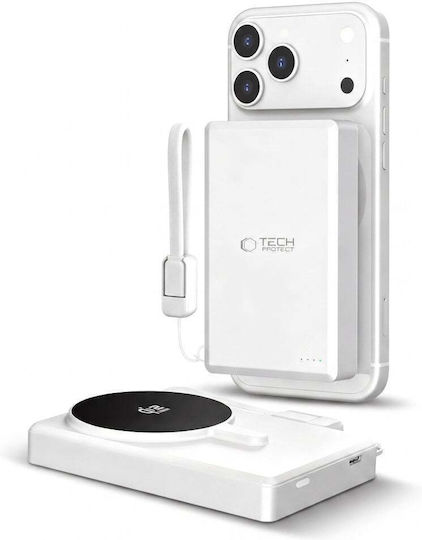 Tech-Protect PB40 LifeMag MagSafe Qi2 Power Bank 10000mAh 45W mit USB-C Ausgangsanschlüsse Weiß