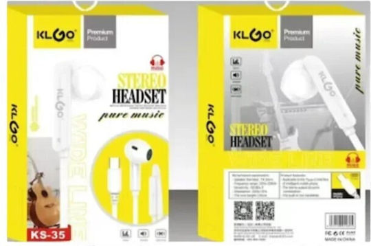 KS-35 Earbuds Handsfree Earphones with USB-C Plug White