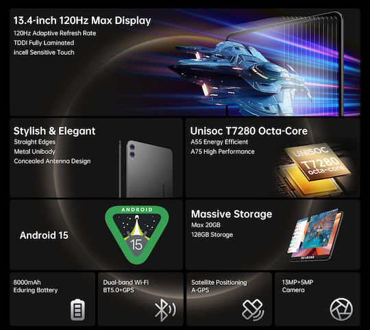 Teclast T65 4G 13.4" Tablet (6GB/128GB) Gray