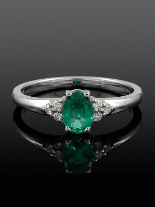 Women's Ring with Diamond in 18K White Gold