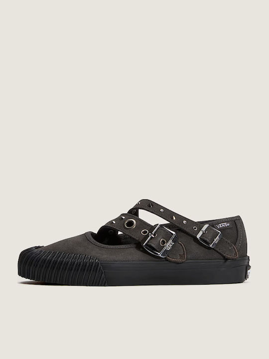 Suede Damen Ballerinas Mit Riemen Graue