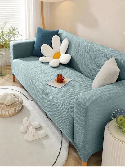 SteweHome Husa Elastică Canapea Cu Trei Locuri Albastră Deschis 180x230cm