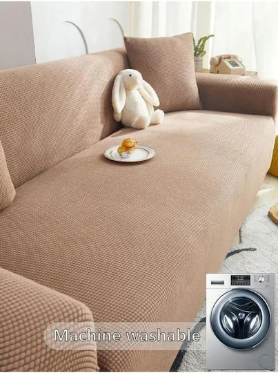 SteweHome Ελαστικό Κάλυμμα Τριθέσιου Καναπέ Καφέ 195x230cm