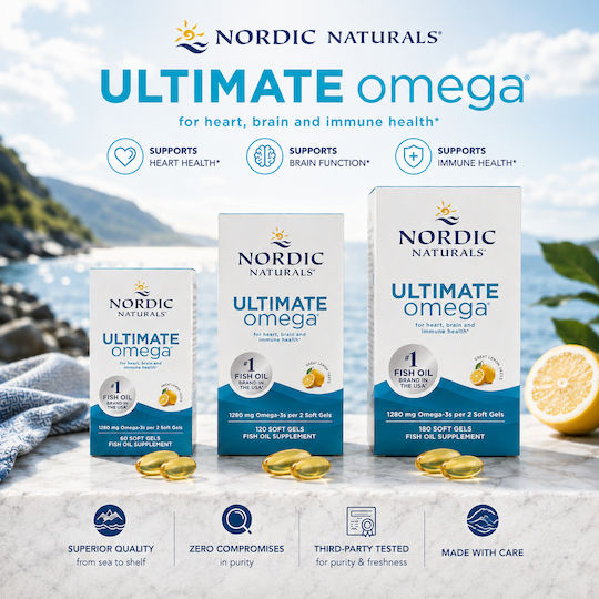 Nordic Naturals Ultimate Omega Рибено масло 1280 mg 180 меки капсули с вкус Лимон