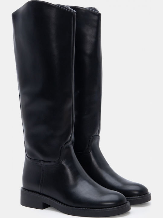 Wildleder Damen-Reitstiefel Schwarz