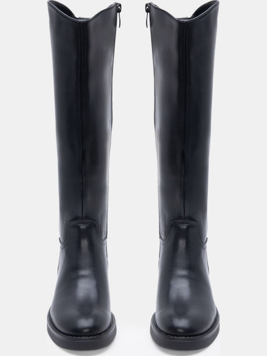 Wildleder Damen-Reitstiefel Schwarz